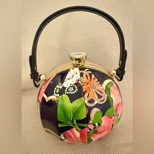 Floral and Gold Globe Handbag